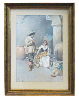 Francesco Ballesio Italian Watercolor Painting 19th Century front