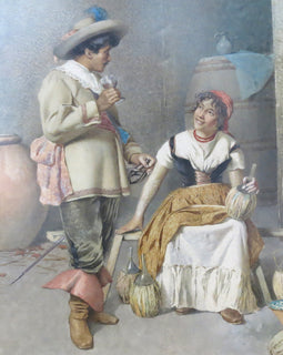 Francesco Ballesio Italian Watercolor Painting 19th Century front close