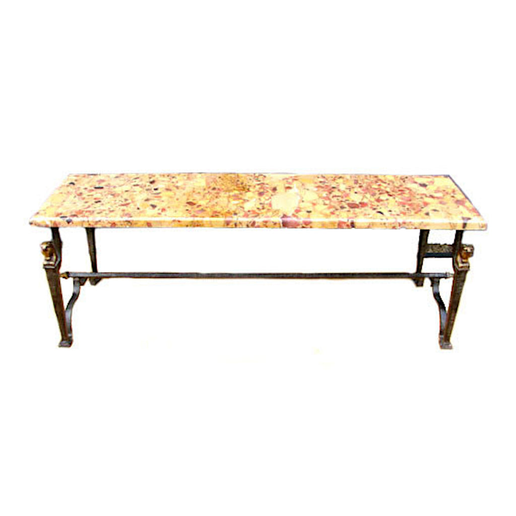 French Art Deco Steel And Marble Coffee Table C 1925 top