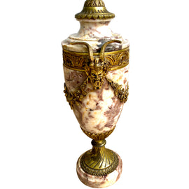 French Louis XVI Style Marble & Bronze Urn Form Lamps single close