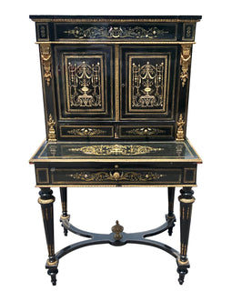 French Napoleon III Period Ebonized Cabinet with Inlays 1870
