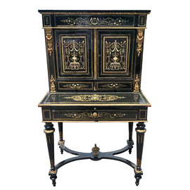 French Napoleon III Period Ebonized Cabinet with Inlays 1870