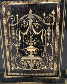 French Napoleon III Period Ebonized Cabinet with Inlays 1870 detail