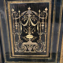 French Napoleon III Period Ebonized Cabinet with Inlays 1870 detail