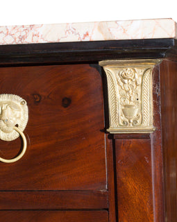 French Neoclassical Bronze Mounted Mahogany Chest Of Drawers top corner