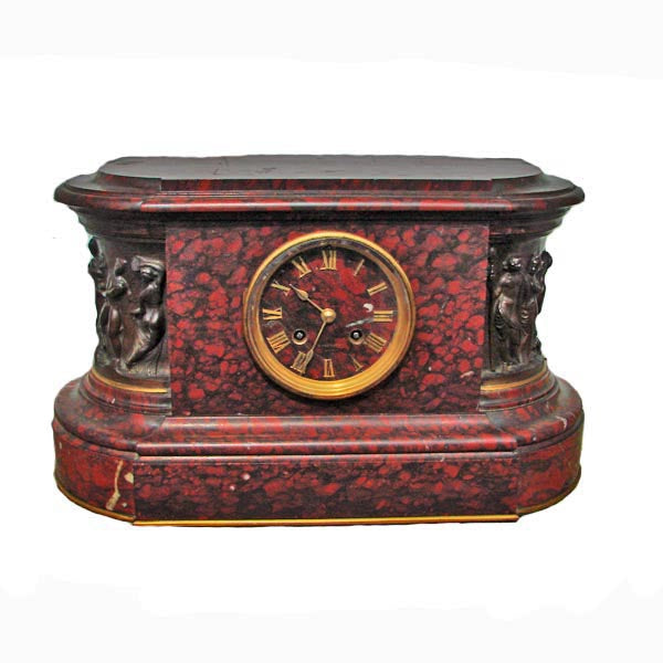 French Renaissance Style Marble Clock Barbedienne front