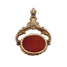Georgian Gold Filled Carnelian Fob Pendant fll front