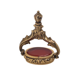 Georgian Gold Filled Carnelian Fob Pendant with oval turned