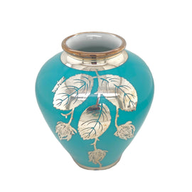 German Sterling Overlay Porcelain Miniature Vase Veyhl Silberporzellan back