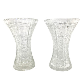 Pair Antique American Brilliant Cut Glass Vases