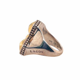 Chunky 18K Gold and Silver Unusual Heavy Ring by Lagos