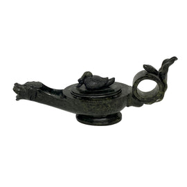 Grand Tour Italian Serpentine Carved Oil Lamp After The Antique