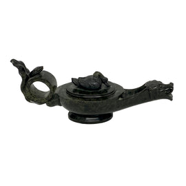 Grand Tour Italian Serpentine Carved Oil Lamp After The Antique
