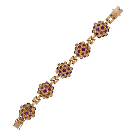 H Stern Style Vintage 18K Gold & Amethyst Sputnik Bracelet