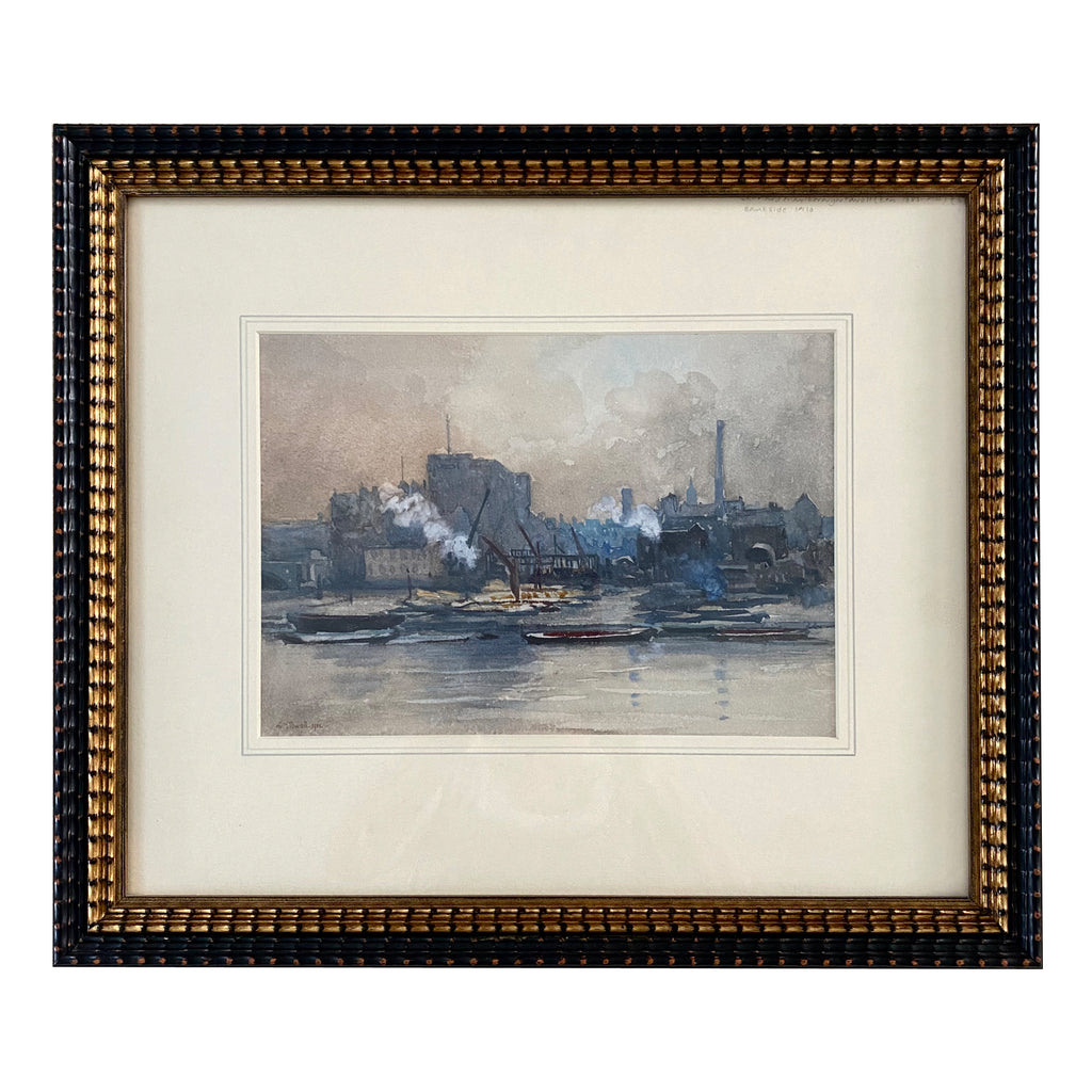 Leonard Marlborough Powell, British Watercolor, Harbor Scene
