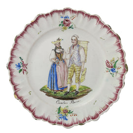 Pair Continental Faience Plates 19th Century