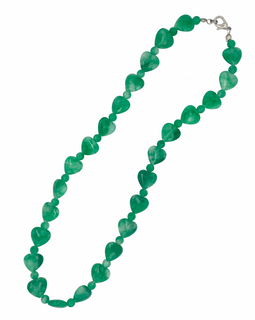 Carved Jade Heart And Ball Necklace