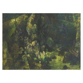 James Lewicki American 20th Century Landscape Acrylic On Board close up