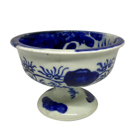 Japanese Blue & White Porcelain Footed Bowl Early Meiji Period SIDE1