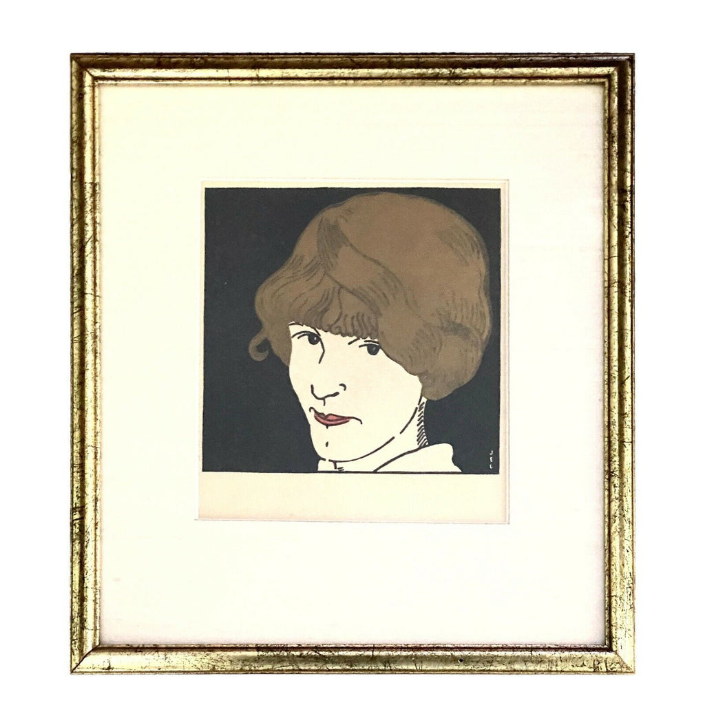 Jean E. Laboureur French “Masque Aux Cheveux d Or” Print