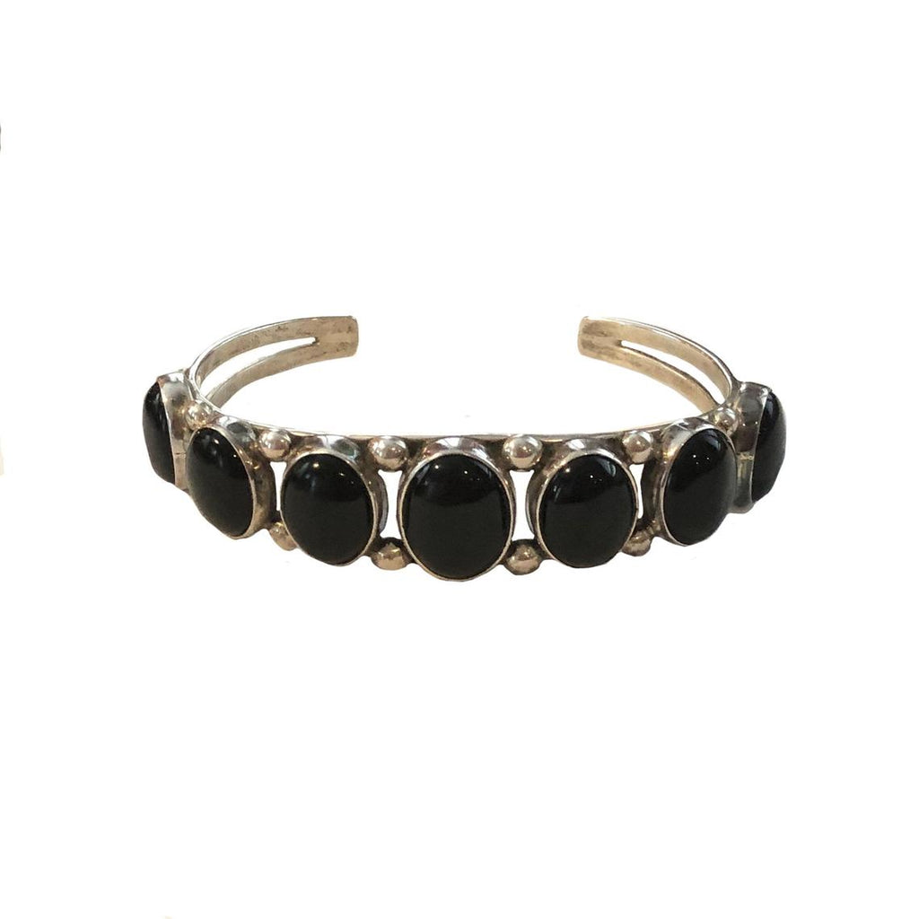 Joe Moquino Native American Sterling Silver Onyx Men’s Bracelet