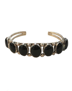 Joe Moquino Native American Sterling Silver Onyx Men’s Bracelet