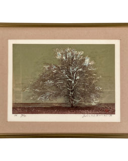 Joichi Hoshi “Tree“, Japanese Woodcut Print 1974