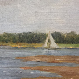 Kenneth Milton Oil on Board - Coastal Landscape closeup