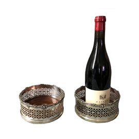 Late 19th English Plate Reticulated Wine Coasters with bottle