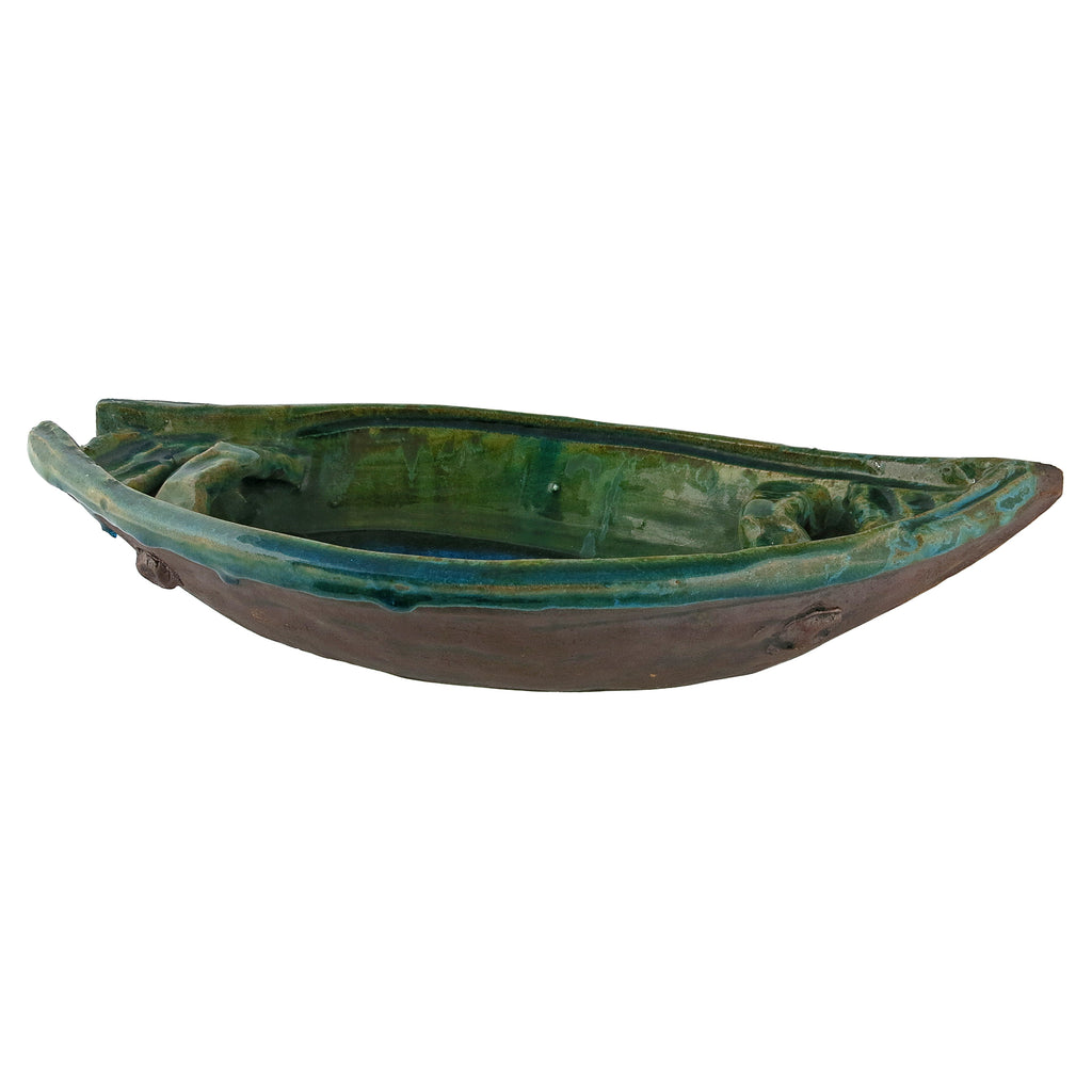 Meiji Period Japanese Pottery Boat SIDE1