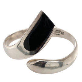 Miguel Pineda Mexican Sterling Onyx Hinged Bracelet front
