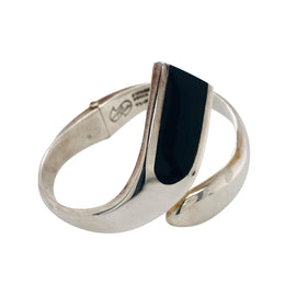 Miguel Pineda Mexican Sterling Onyx Hinged Bracelet another front view