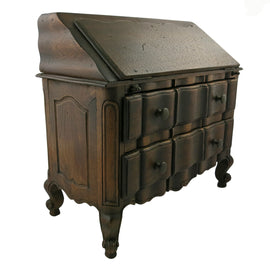 Miniature Vintage Louis XV Style Walnut Desk front side