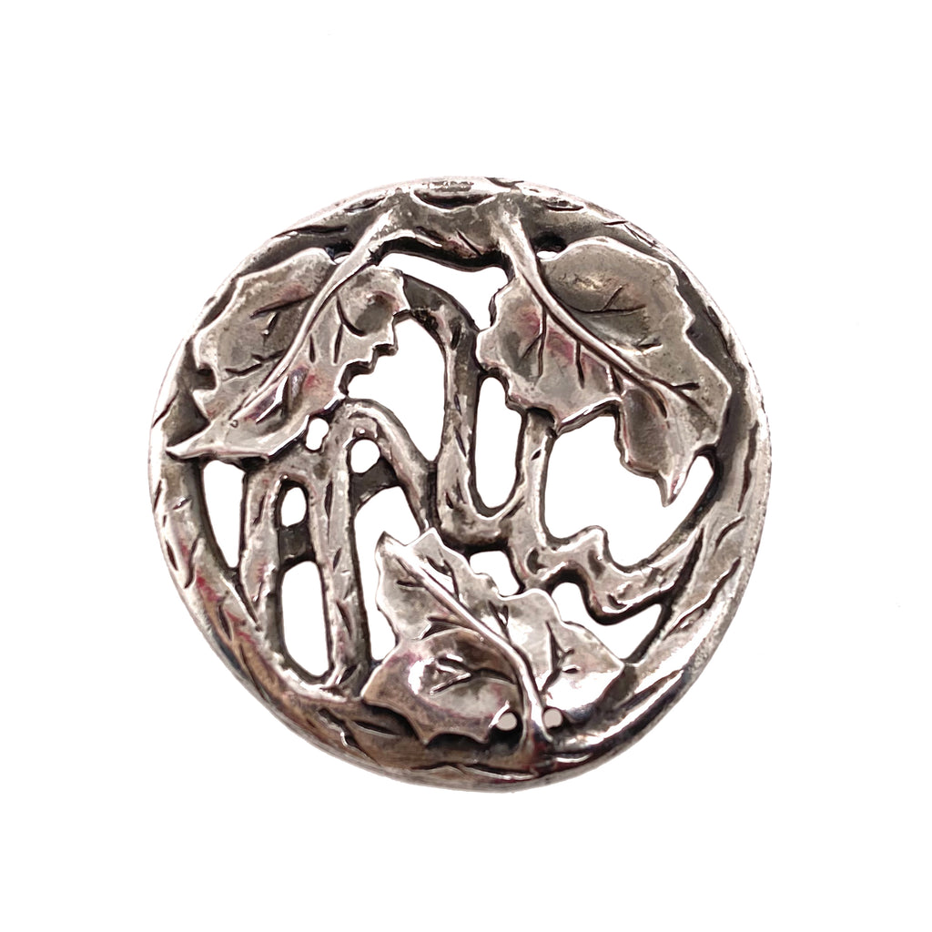 Modernist Sterling Silver Leaf Brooch & Pendant face view