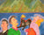N. Ojeda ( Nina Ohman ) ” Figures With Mountain And Sun ” Acrylic On Canvas front close up