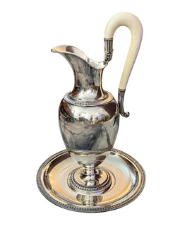 Nineteenth Century Continental Silver Wine Ewer And Under Plate full left side