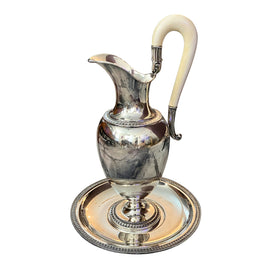 Nineteenth Century Continental Silver Wine Ewer And Under Plate full left side