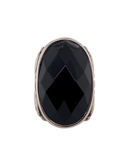 Sterling Silver Faceted Onyx Ring Face