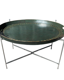 Painted Tole Tray Coffee Table with Polished Steel Base full