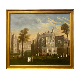 18th Century English Painting Of Windsor Castle Oil On Canvas
