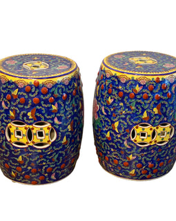 Pair Of Vintage Chinese Porcelain Garden Seats