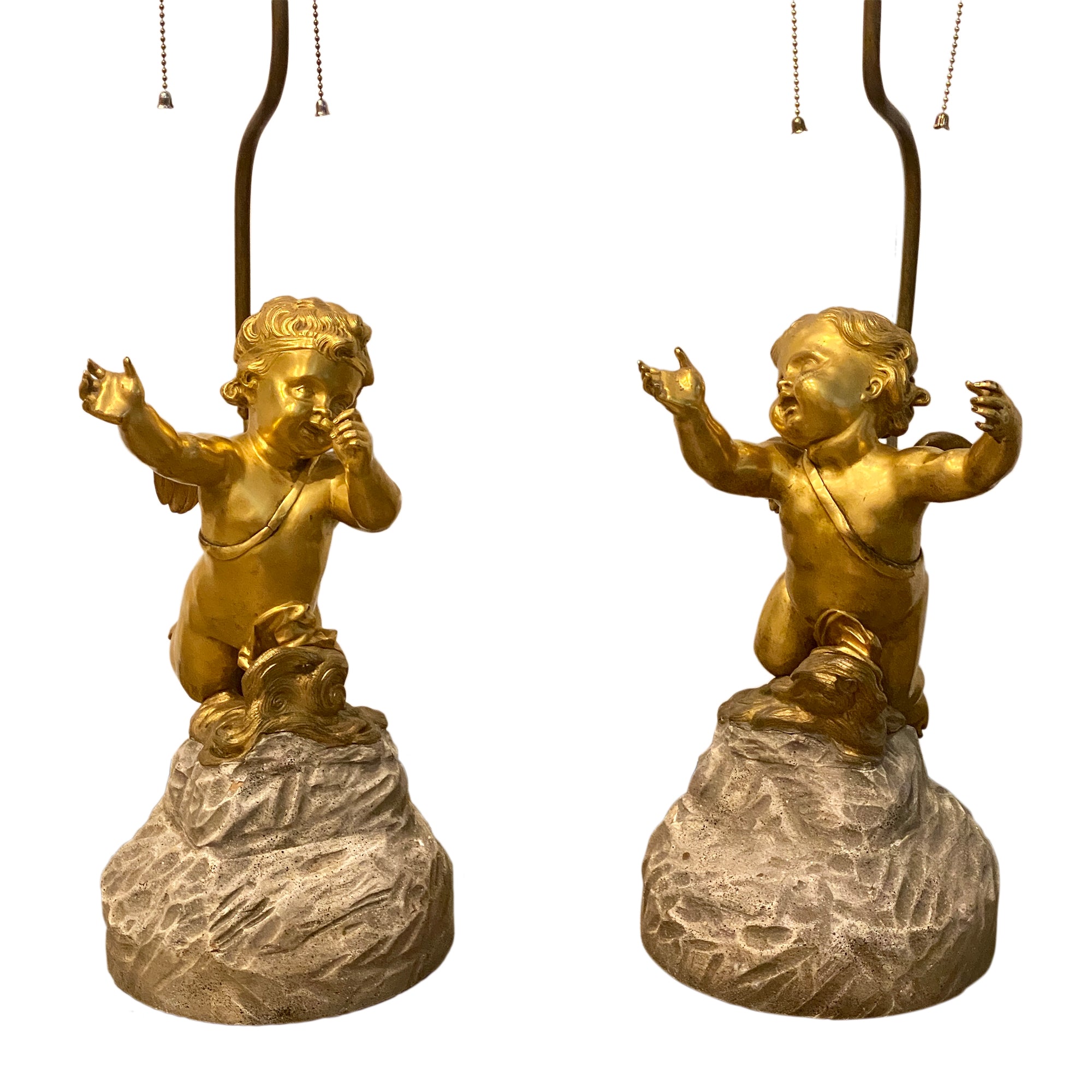 Bronze cherub table lamp on sale