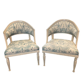 Pair of Late 18th C. Swedish Carved & Upholstered Chairs view of pair