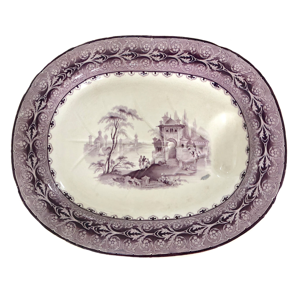 19th C. English Large Well & Tree Staffordshire Platter