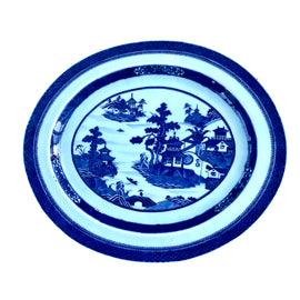 Chinese Nanking Blue and White Porcelain Platter c. 1820