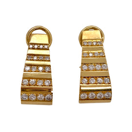 18K Gold Custom Made Earrings with Channel Set Diamonds