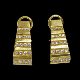 18K Gold Custom Made Earrings with Channel Set Diamonds