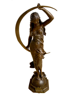 Auguste Moreau Aurora Bronze Figure, French late 19th C.