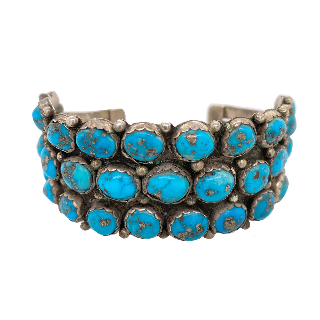 Unisex Sterling Turquoise Native American Navajo Cuff Bracelet