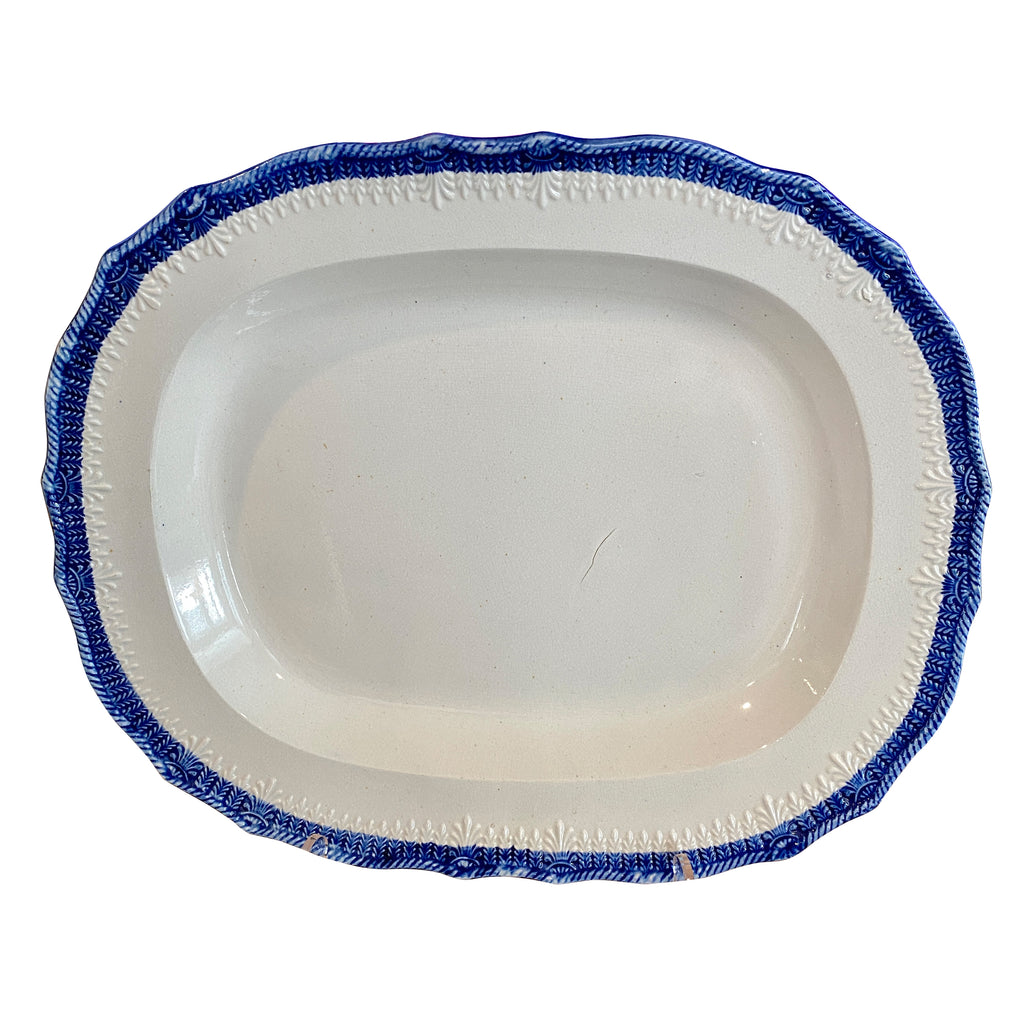 English Blue & White Earthenware Platter,  Leeds